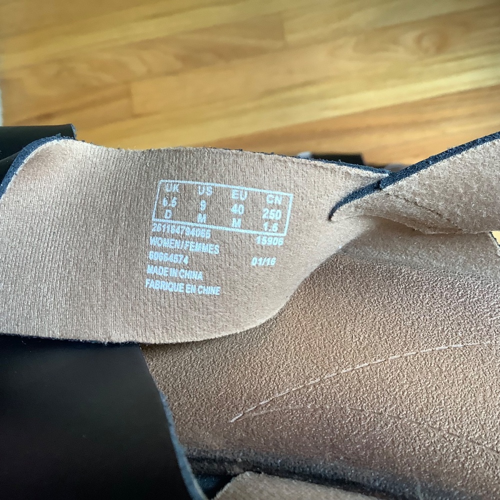 Clarks Collection Leather Wedge Sandals - Stasha Hale Black White SZ 9 - Picture 12 of 14